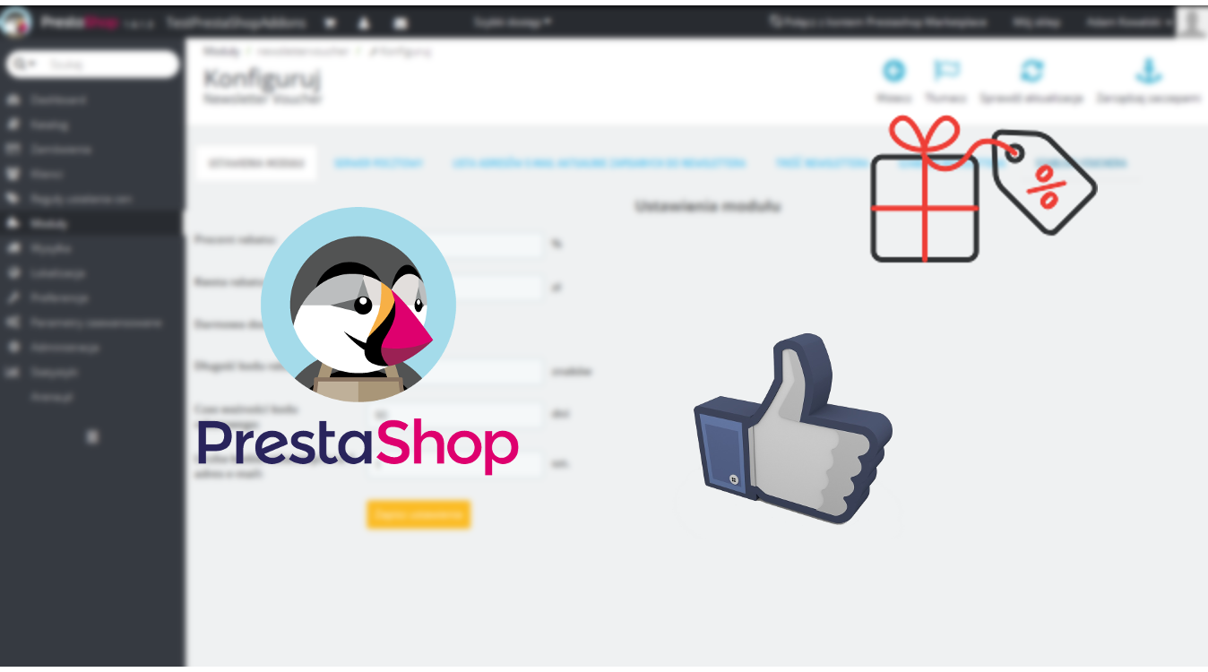 PrestaShop kody rabatowe Fanpage